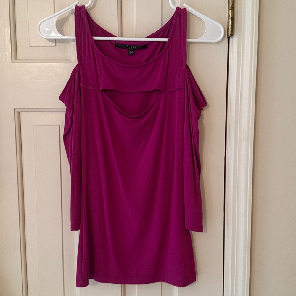 Guess Fuchsia Cold Shoulder Top